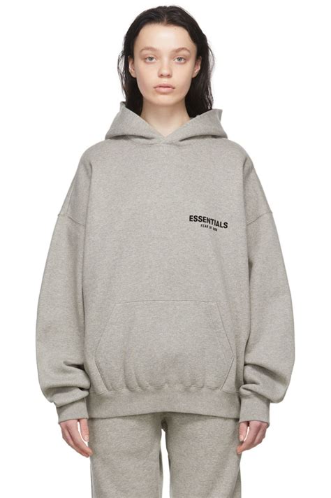 Grey Cotton Fleece Hoodie 